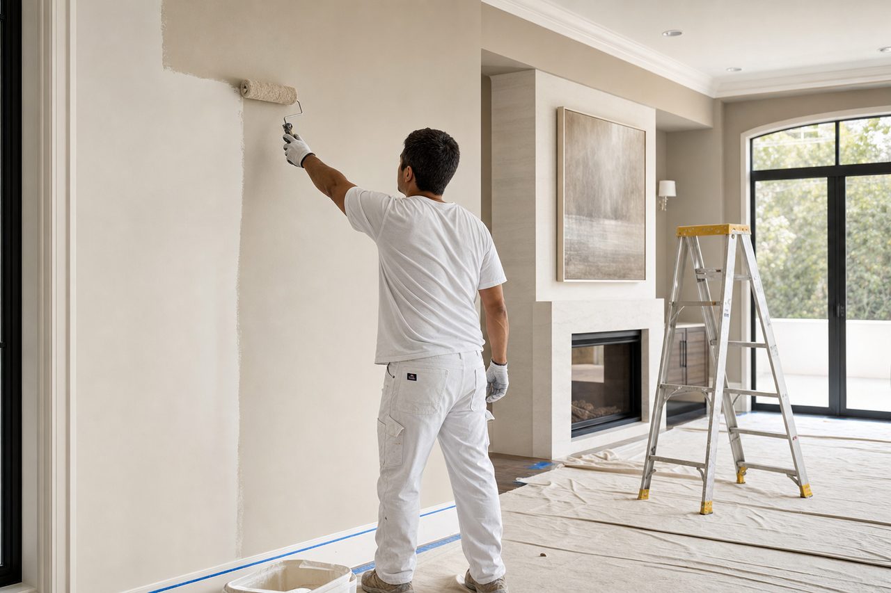 Professional interior painting work in a renovated home